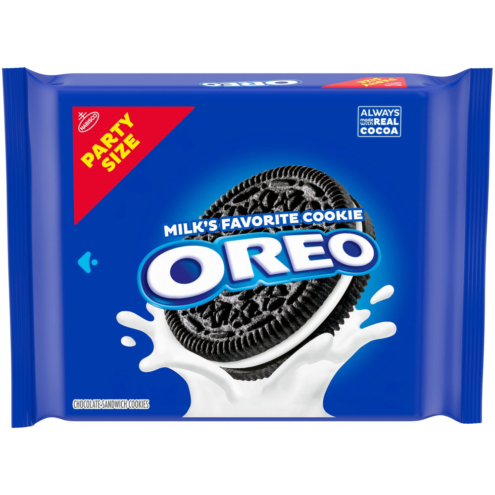 OREO chocolate sandwich cookies pack close-up for parties and gatherings
