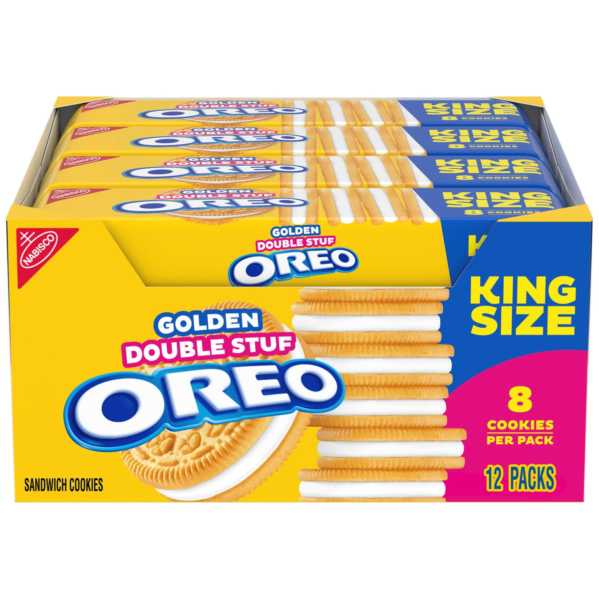 OREO Double Stuf Golden pack front, ideal for sharing at gatherings