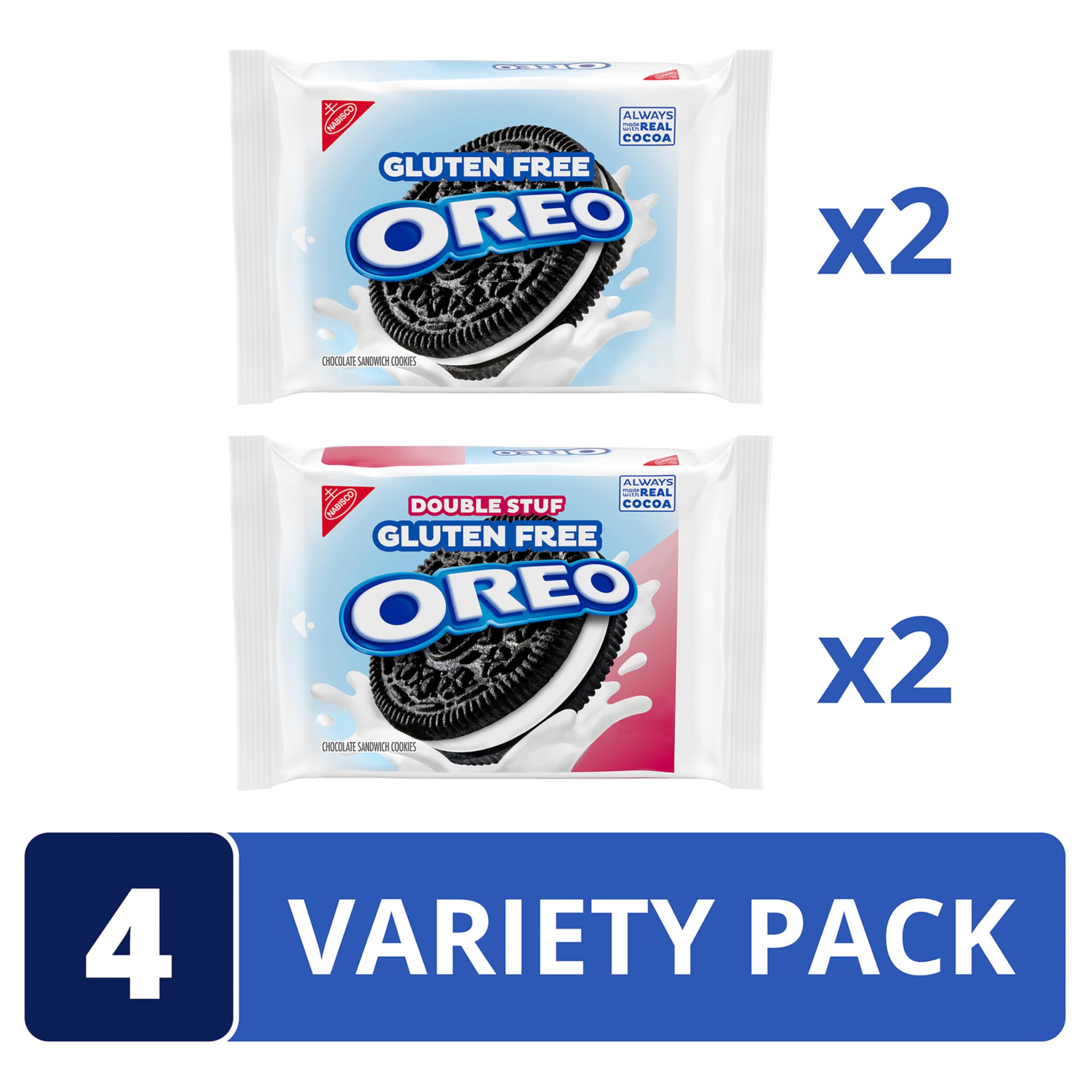 OREO Gluten Free Double Stuf cookies reveal extra creme for a richer experience.