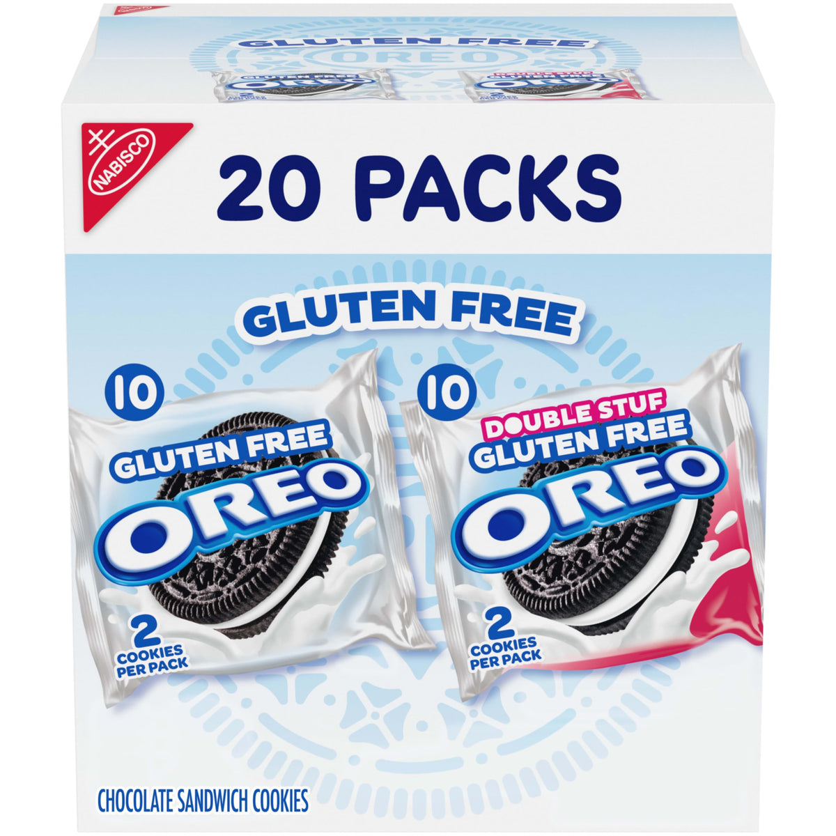 OREO gluten-free original sandwich cookies in a snack pack, ideal for lunchboxes.