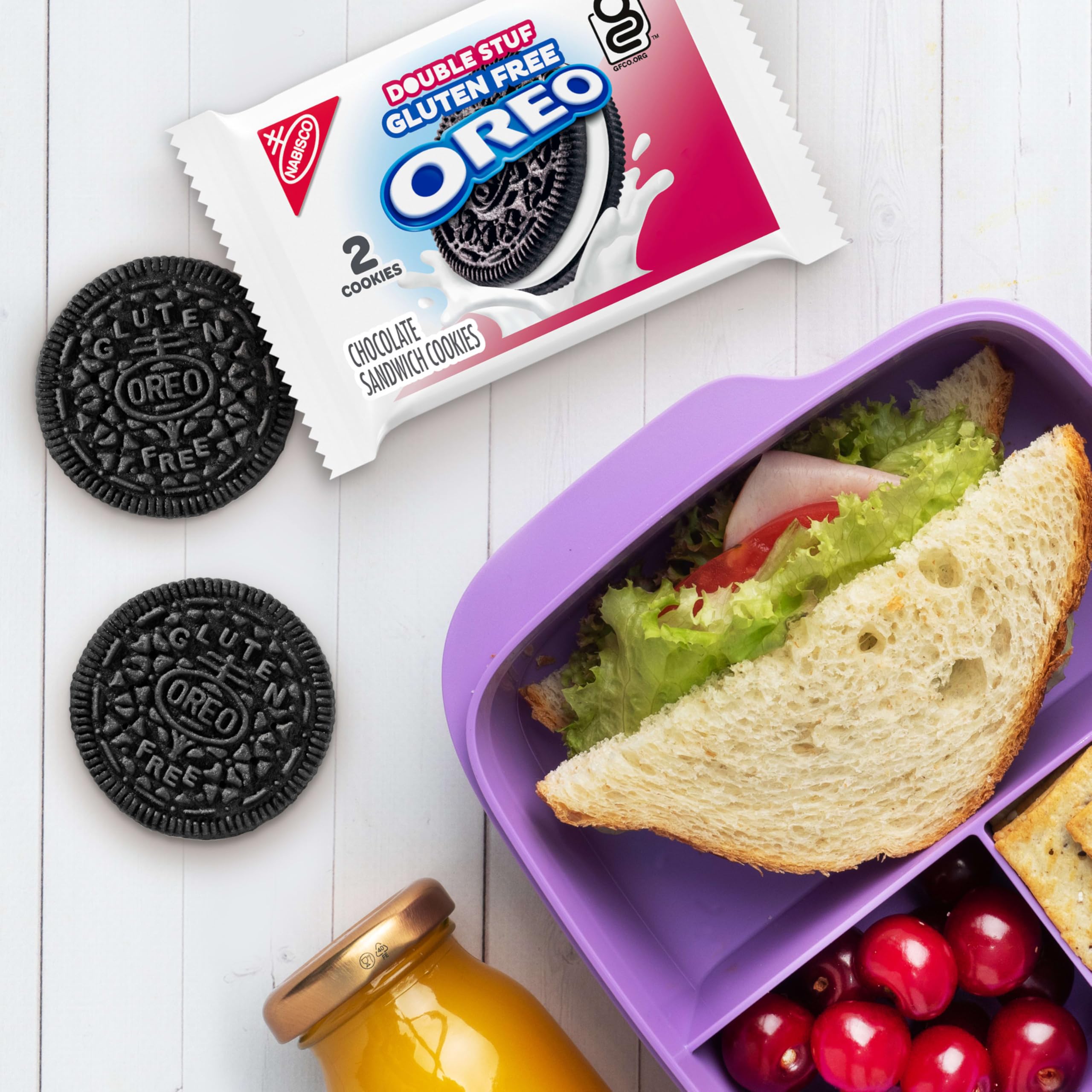 OREO gluten-free party snack ideas with cookies and milk.