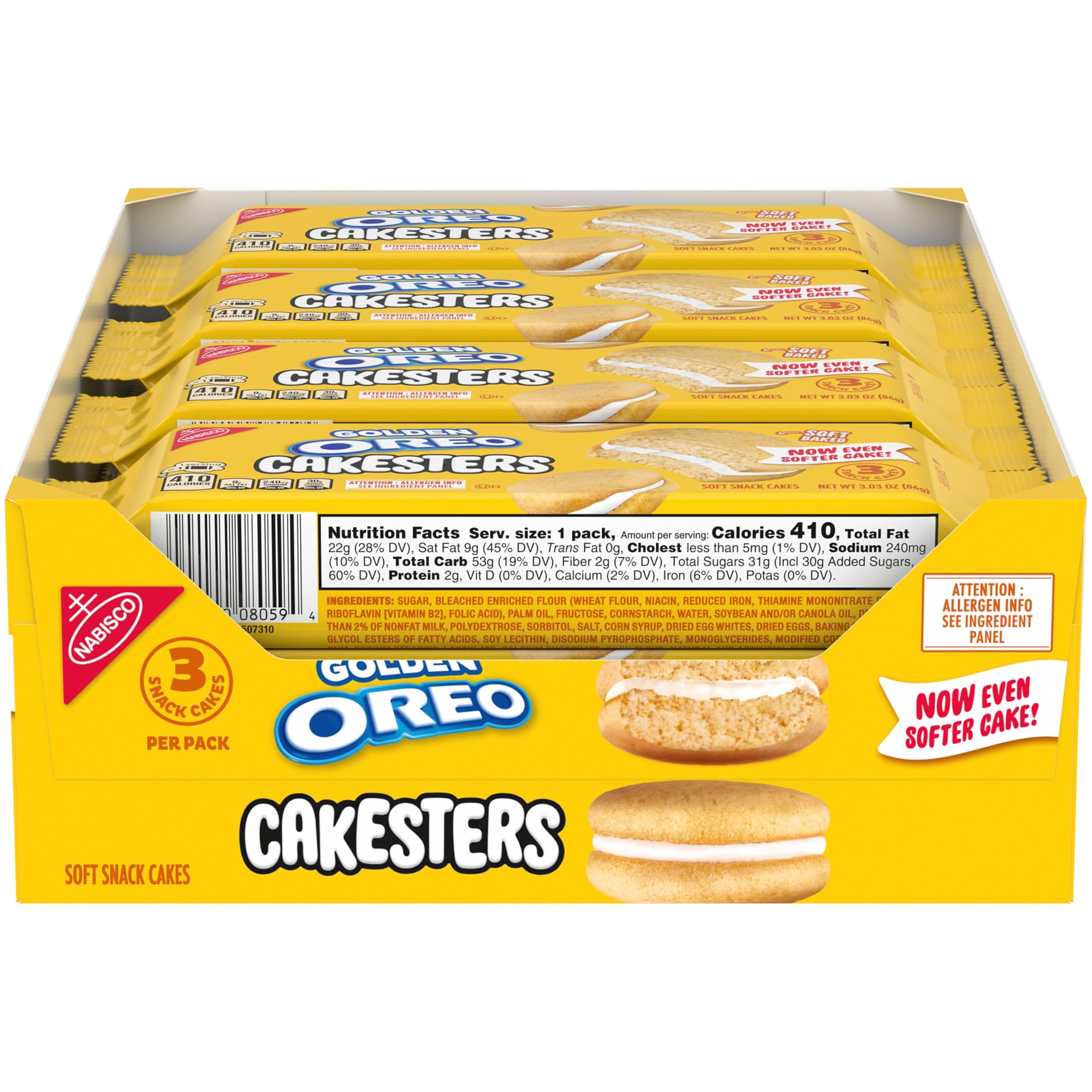 OREO Golden Cakesters eight-pack box for easy grab-and-go snacking.