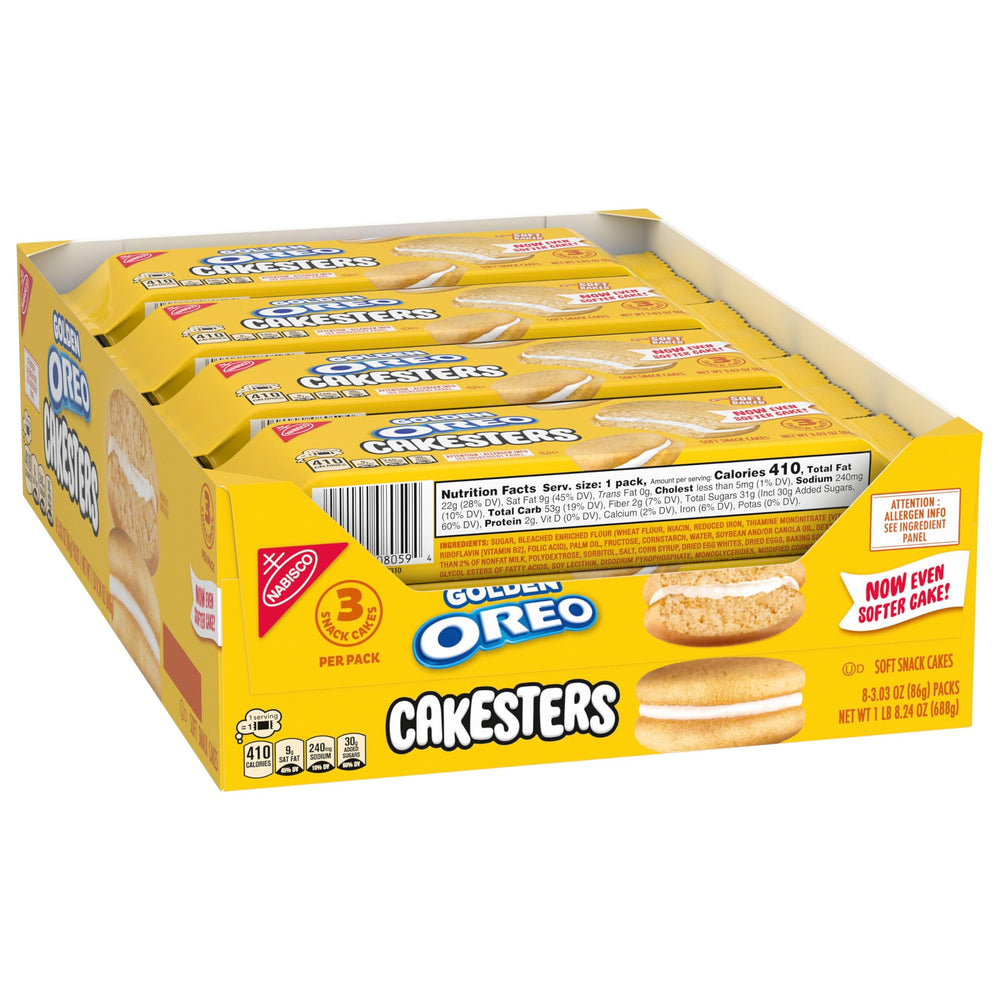 OREO Golden Cakesters wrapper close-up.