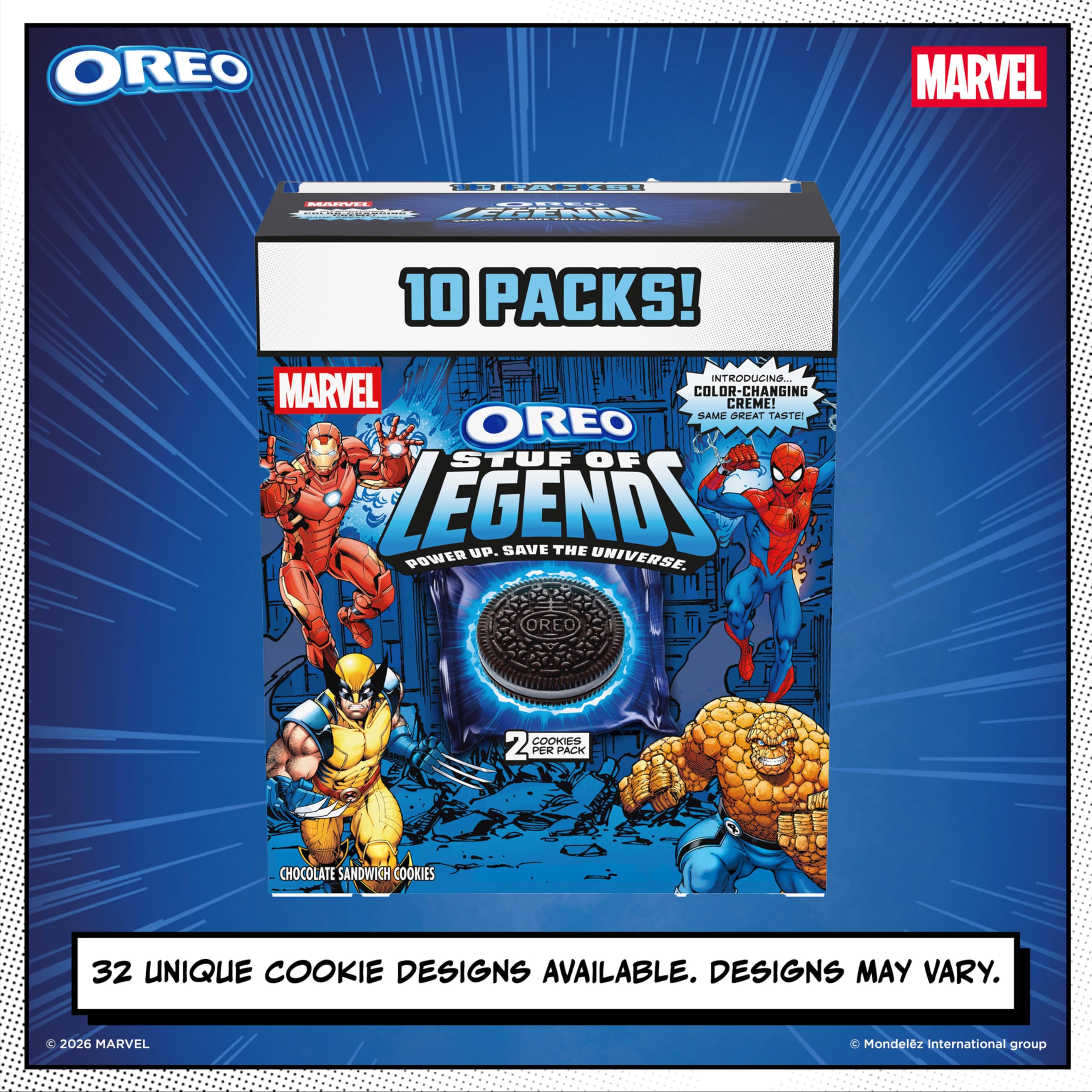 Close-up of embossed Avengers designs on the cookie surface.