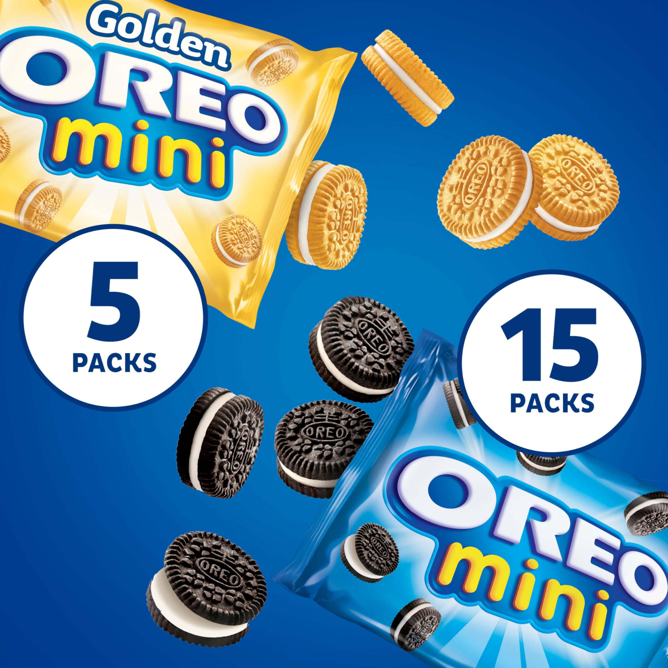 Close-up of OREO mini snack packs highlighting portable single-serve convenience.