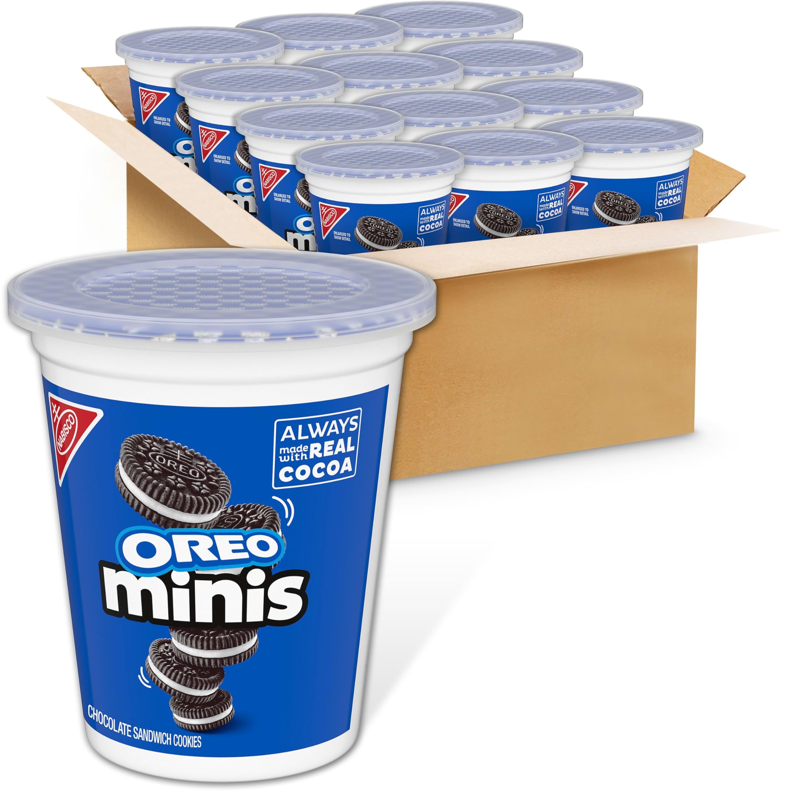 OREO Minis chocolate sandwich cookies in snack cups, ideal for on-the-go snacking