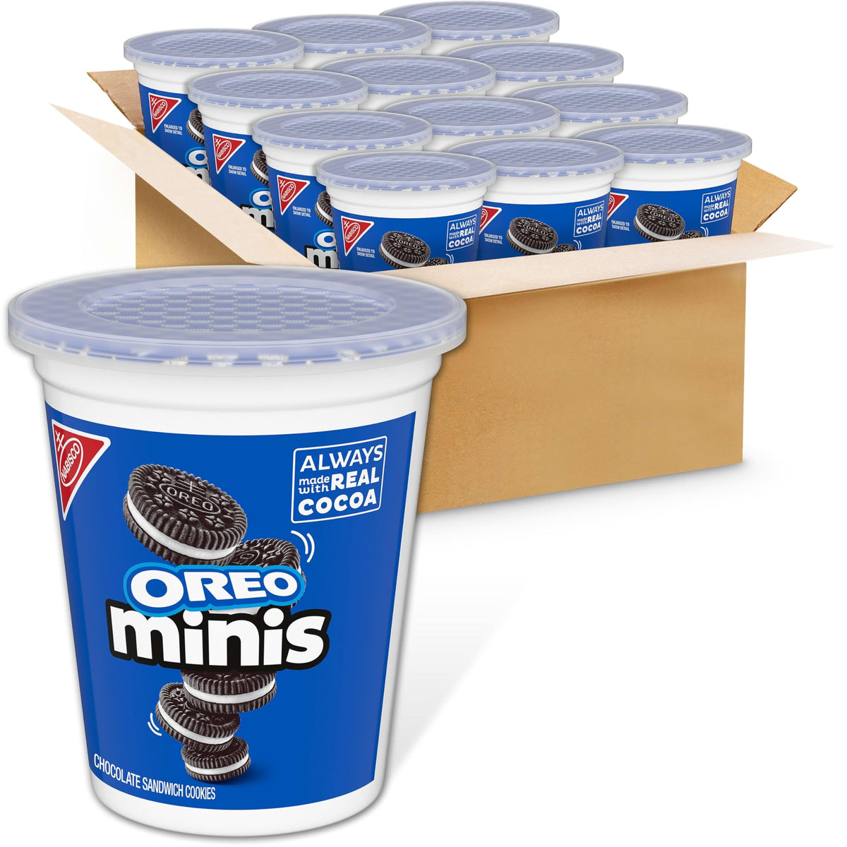 OREO Minis chocolate sandwich cookies in snack cups, ideal for on-the-go snacking