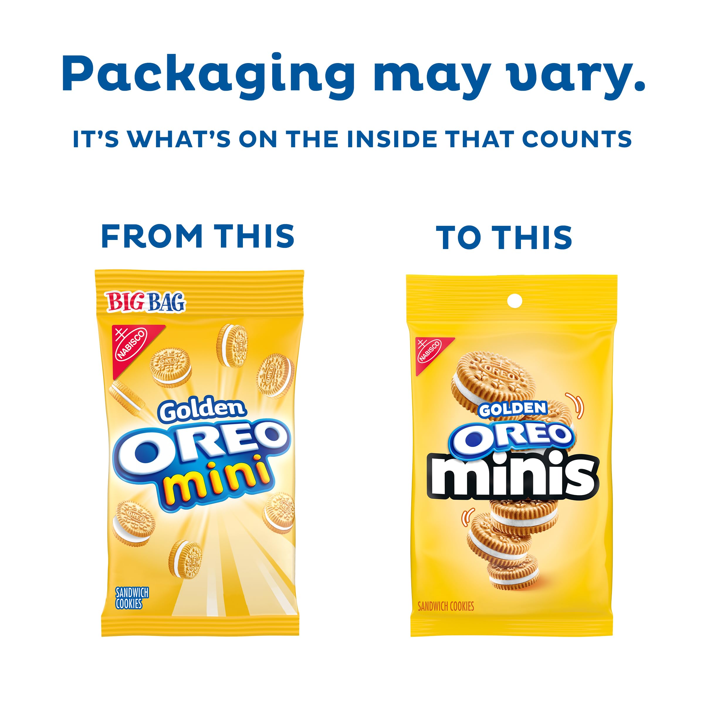OREO Minis Golden cookie close-up showing creamy filling for crave-worthy moments.