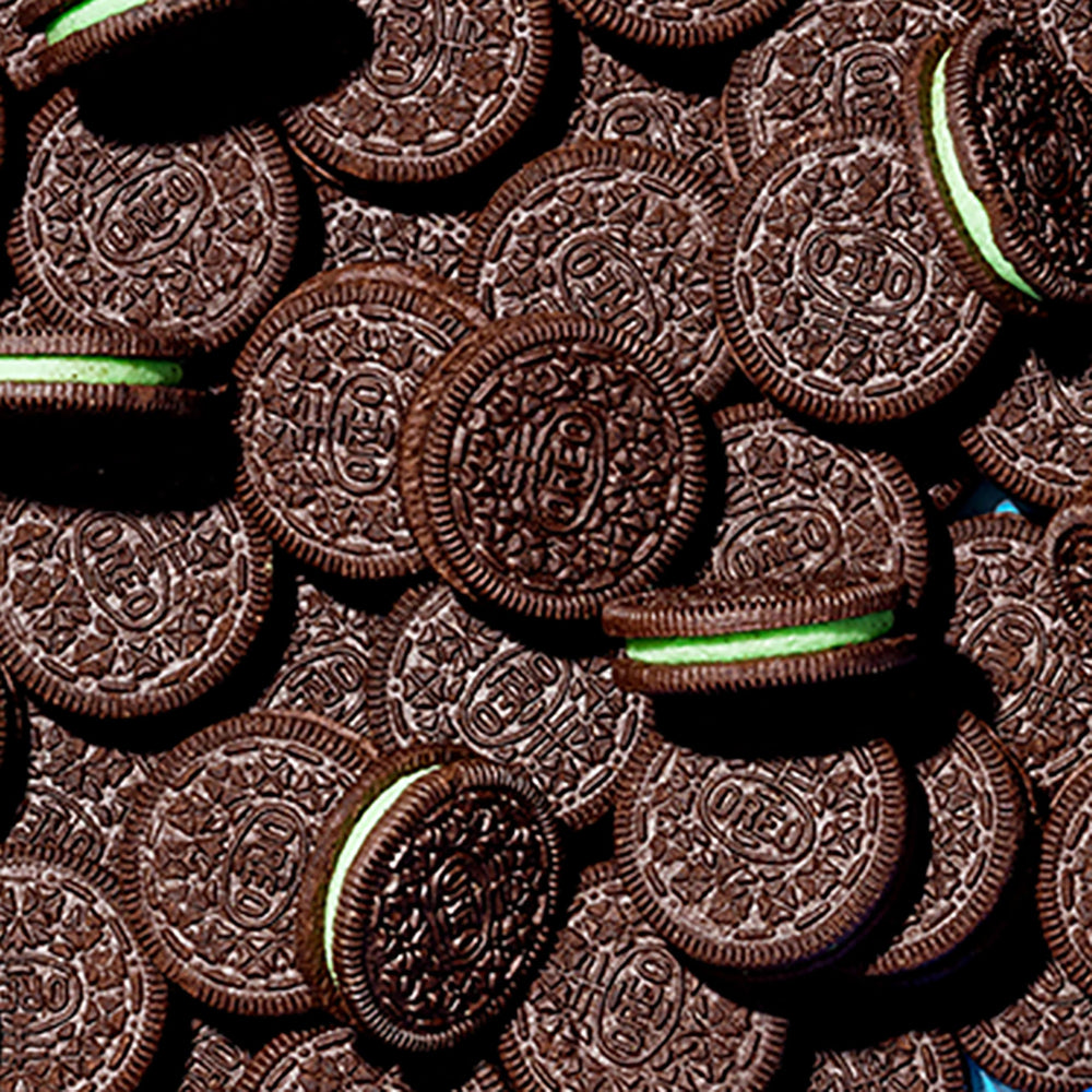 OREO Mint Creme easy-pull tab resealable pack keeps cookies fresh.