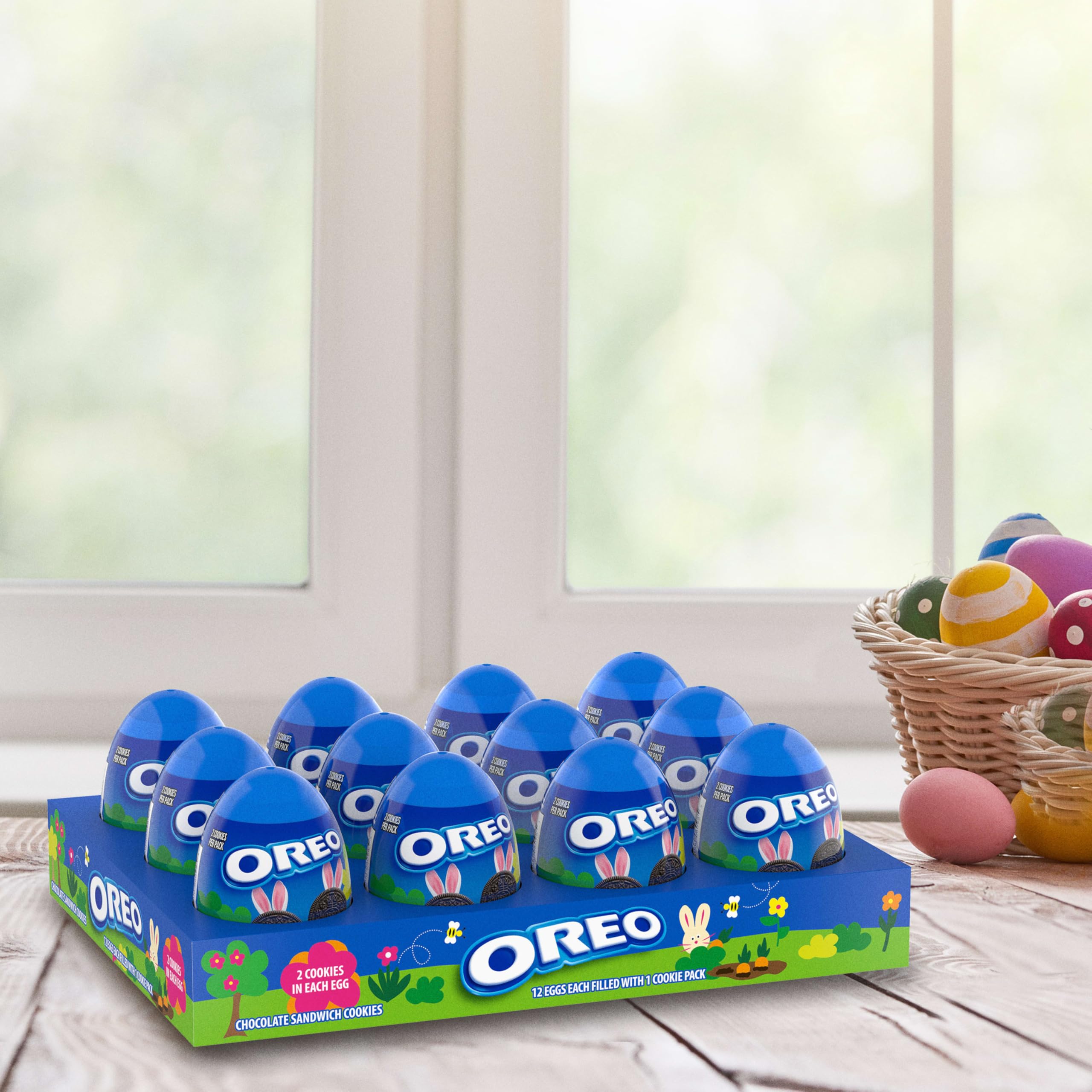 Oreo party favors Easter basket shot suggests gift-ready party treats.