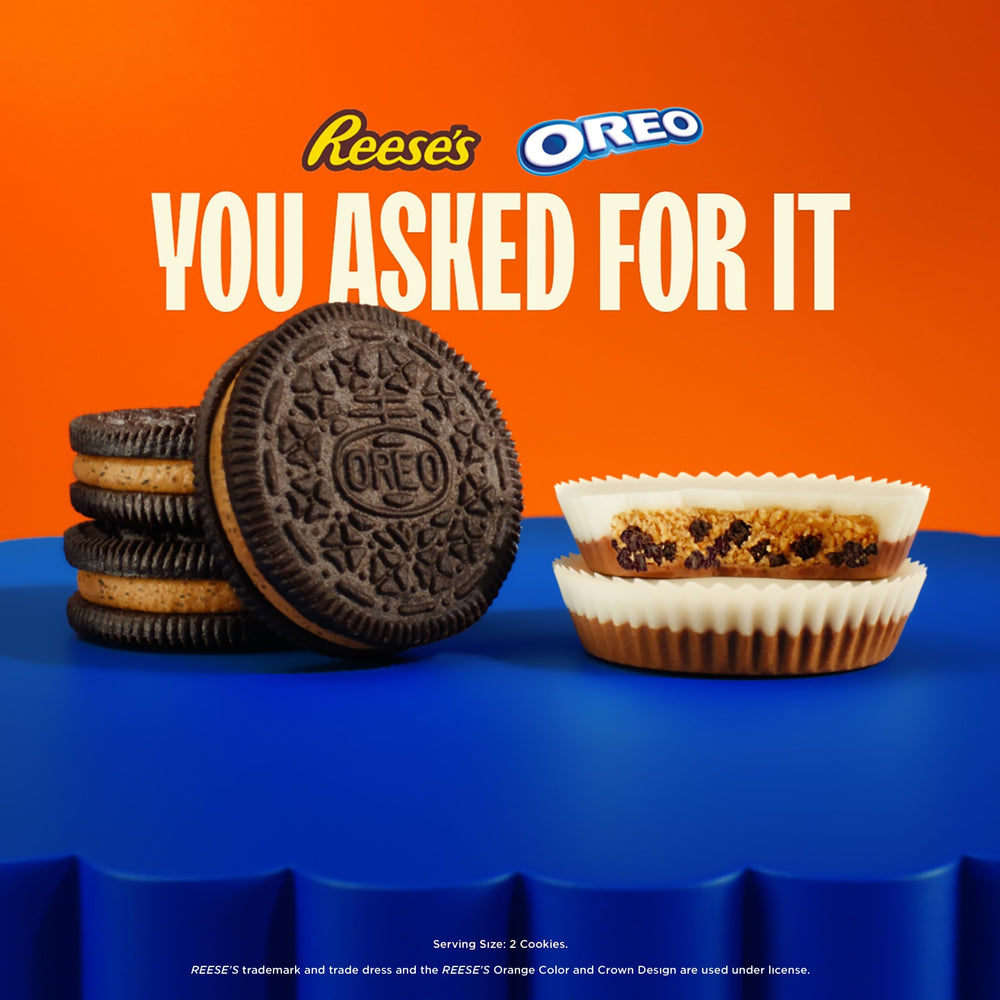 OREO REESE'S creme fillings with cookie crumb texture detail