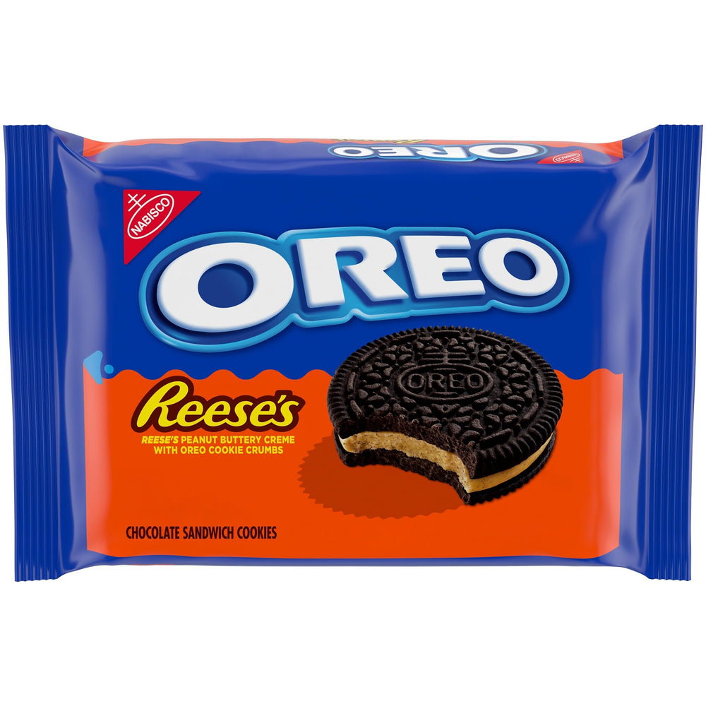 OREO REESE'S Peanut Butter Creme sandwich cookies perfect for dunking with milk