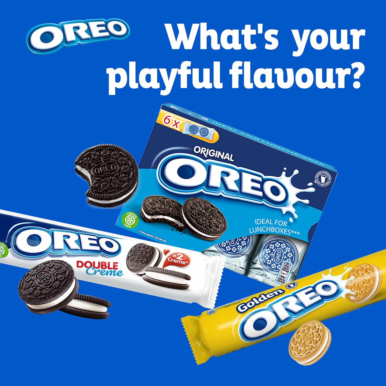Oreo Snowy plates with white chocolate coated biscuits for dessert pairing.