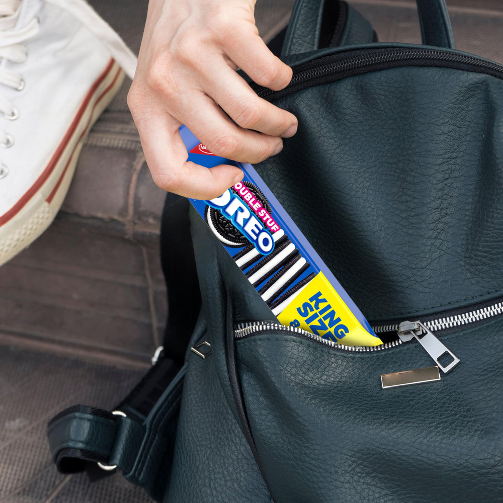 Snack packs on the go beside a beverage