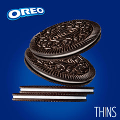 Crisp outer wafers and creamy creme of OREO Thins, close-up.