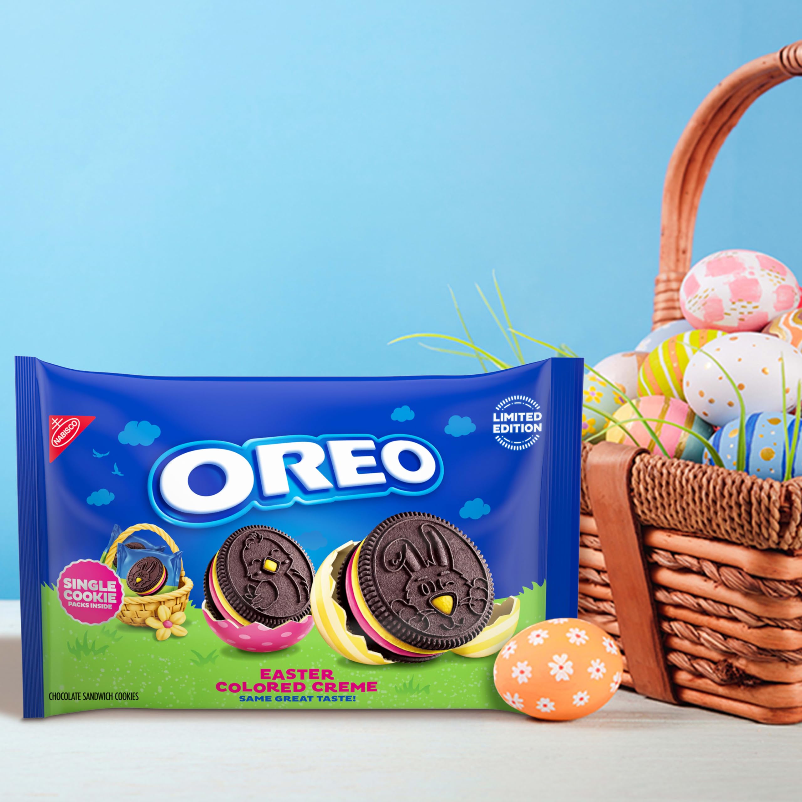 OREO winking bunny-design Easter cookie for playful snacking.