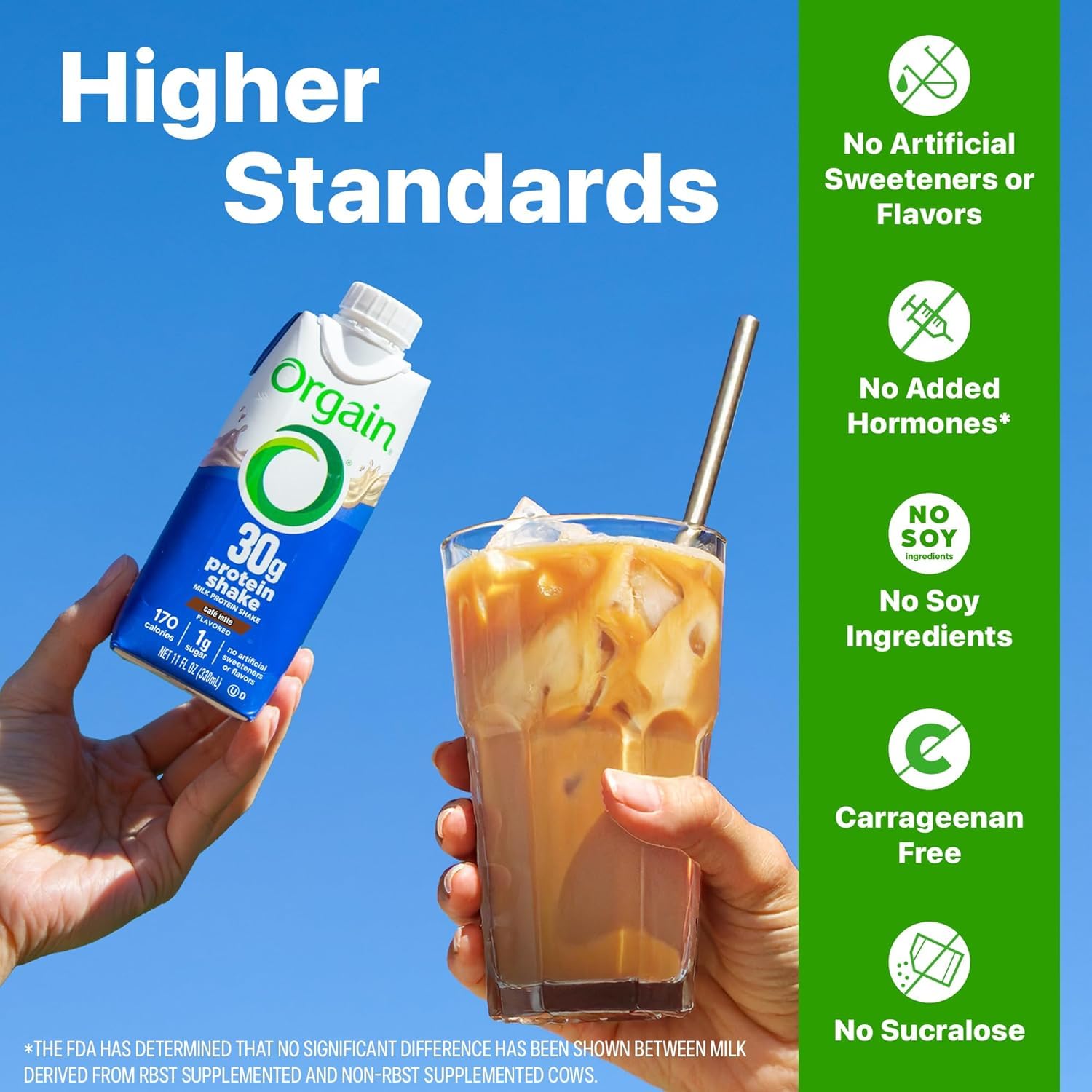 Orgain Cafe Latte ready-to-drink shake with coffee flavor and creamy texture.