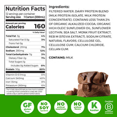 Orgain chocolate fudge shake pour shows creamy texture after workouts.