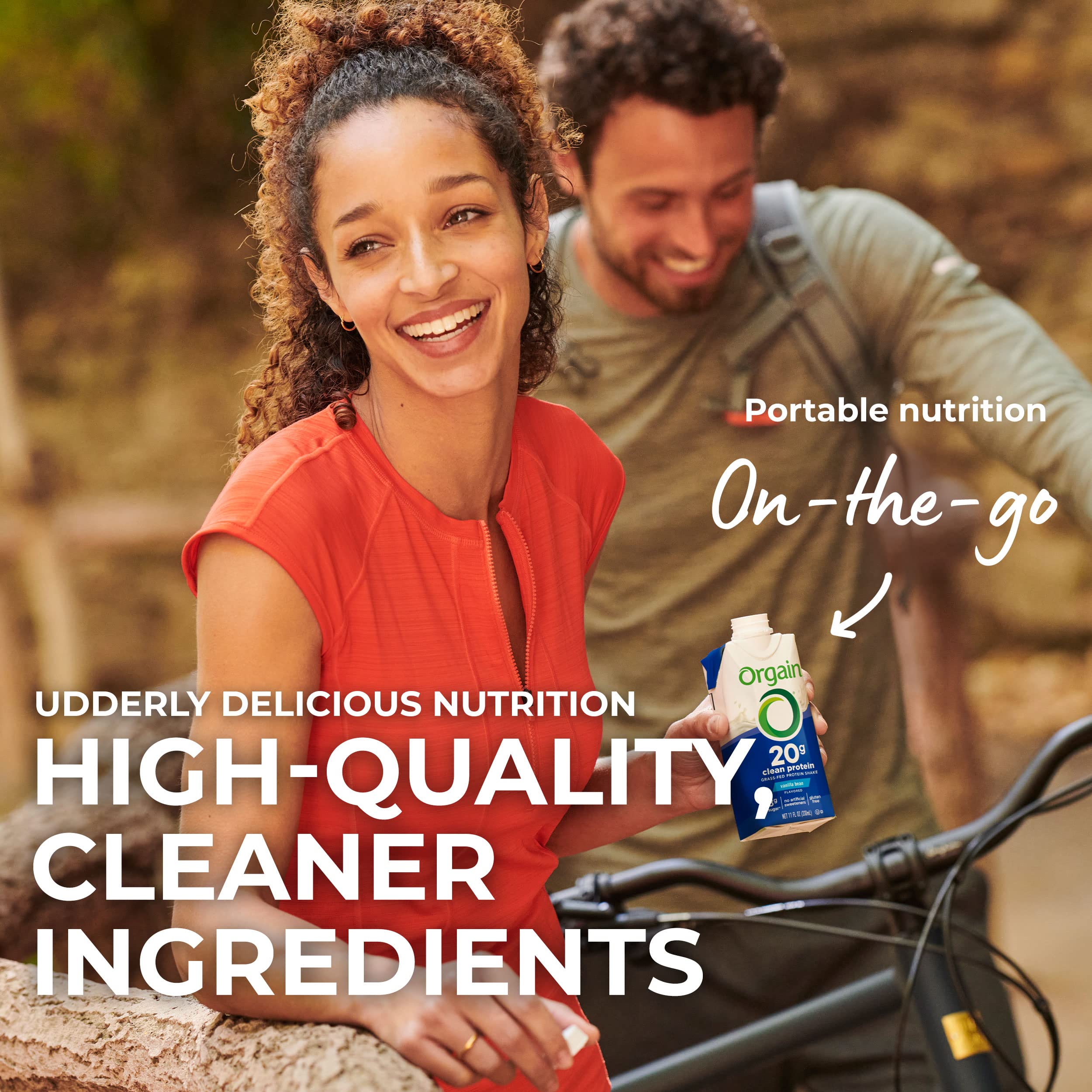Orgain Clean Protein Chocolate Fudge bottle presents indulgent flavor with protein power.