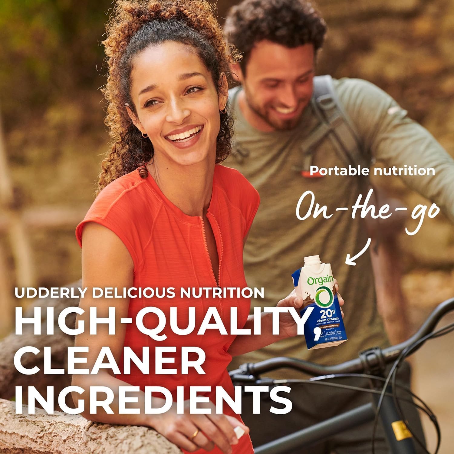 Gluten-free and kosher Orgain protein shake highlighting clean labeling