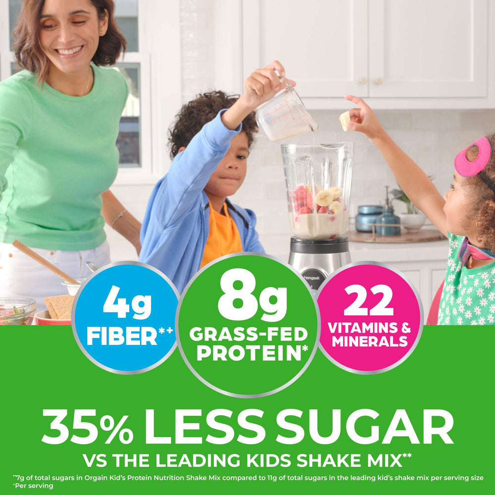 Orgain gluten-free Kids Protein Shake mix ideal for busy families