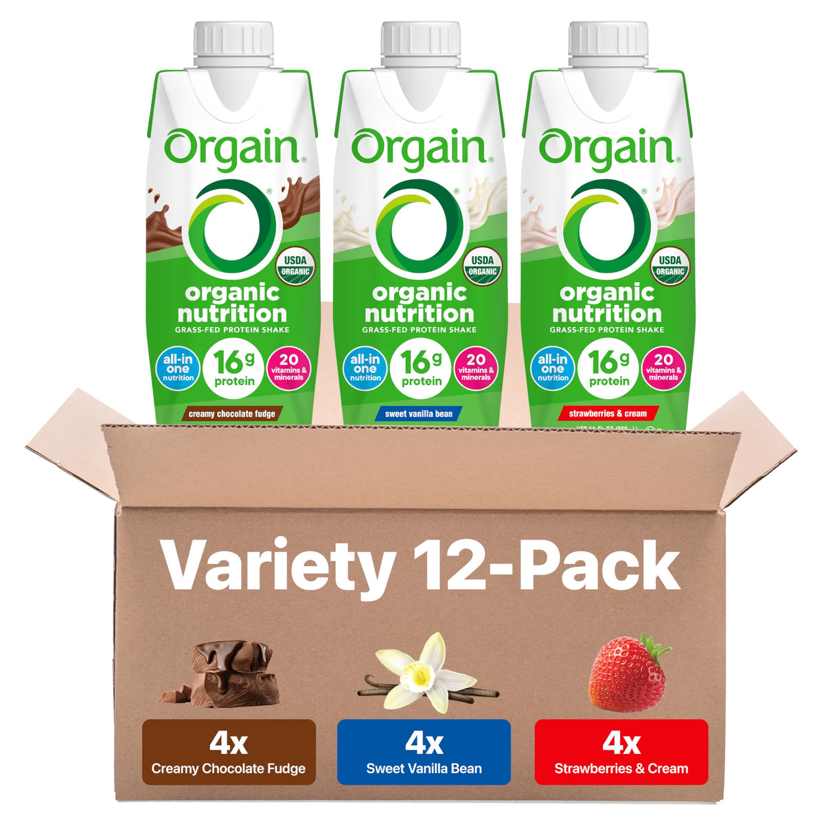Orgain chocolate shake bottle ready-to-drink for on-the-go nourishment