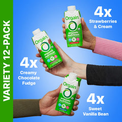 Orgain strawberries and cream shake bottle with balanced nutrition