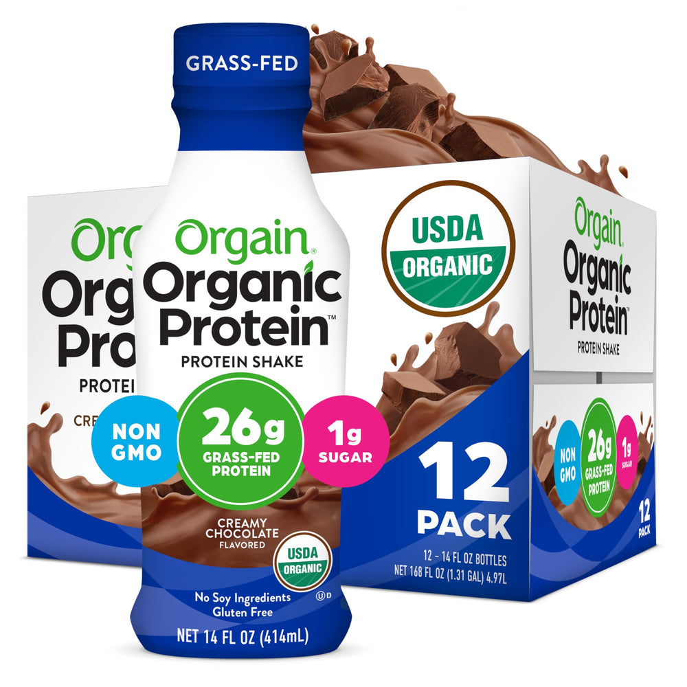 Orgain Organic Protein Shake creamy chocolate on-the-go bottle for protein on the go