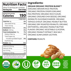 Orgain Peanut Butter bar close-up showing texture and ingredients