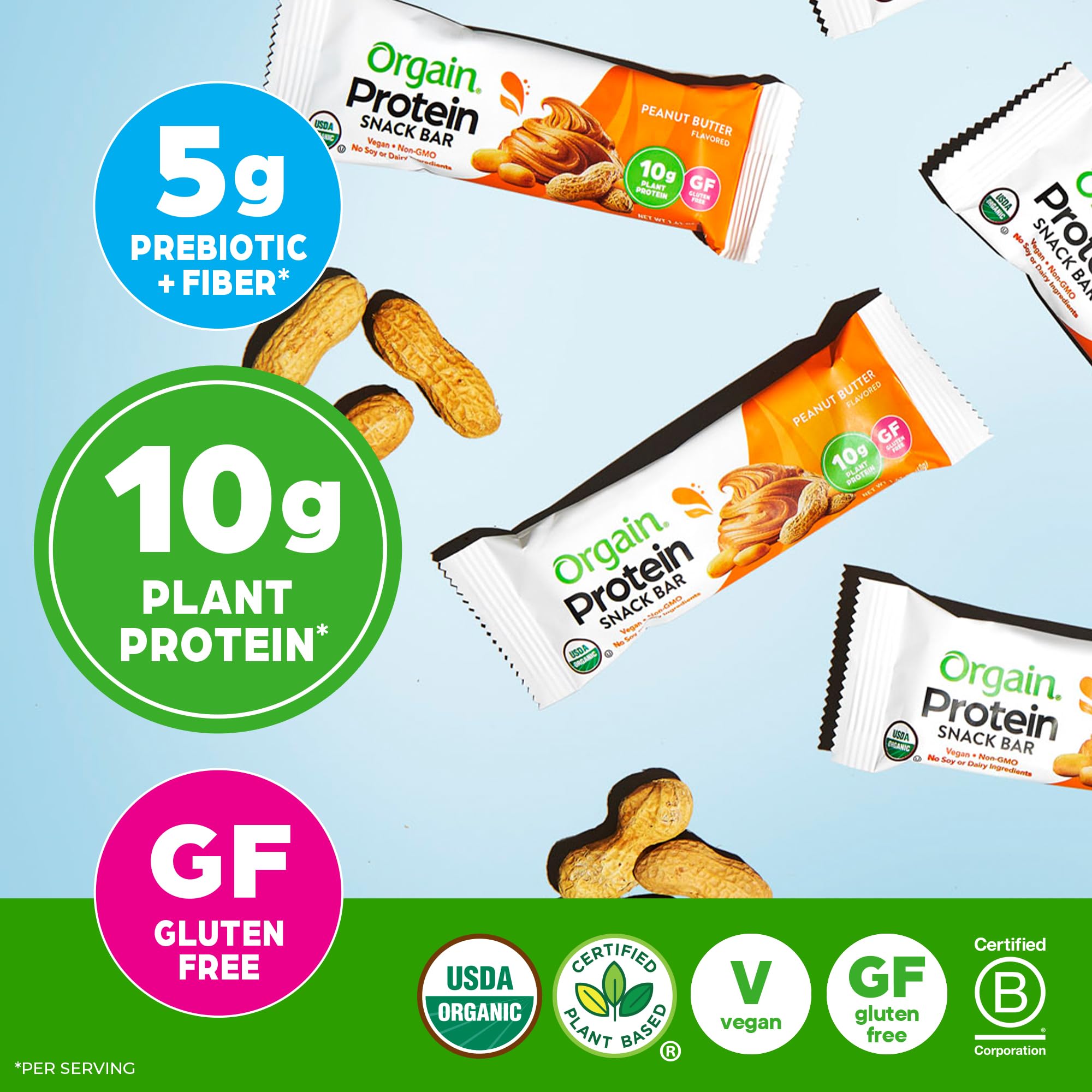 Orgain ingredients list highlighting plant-based protein blend