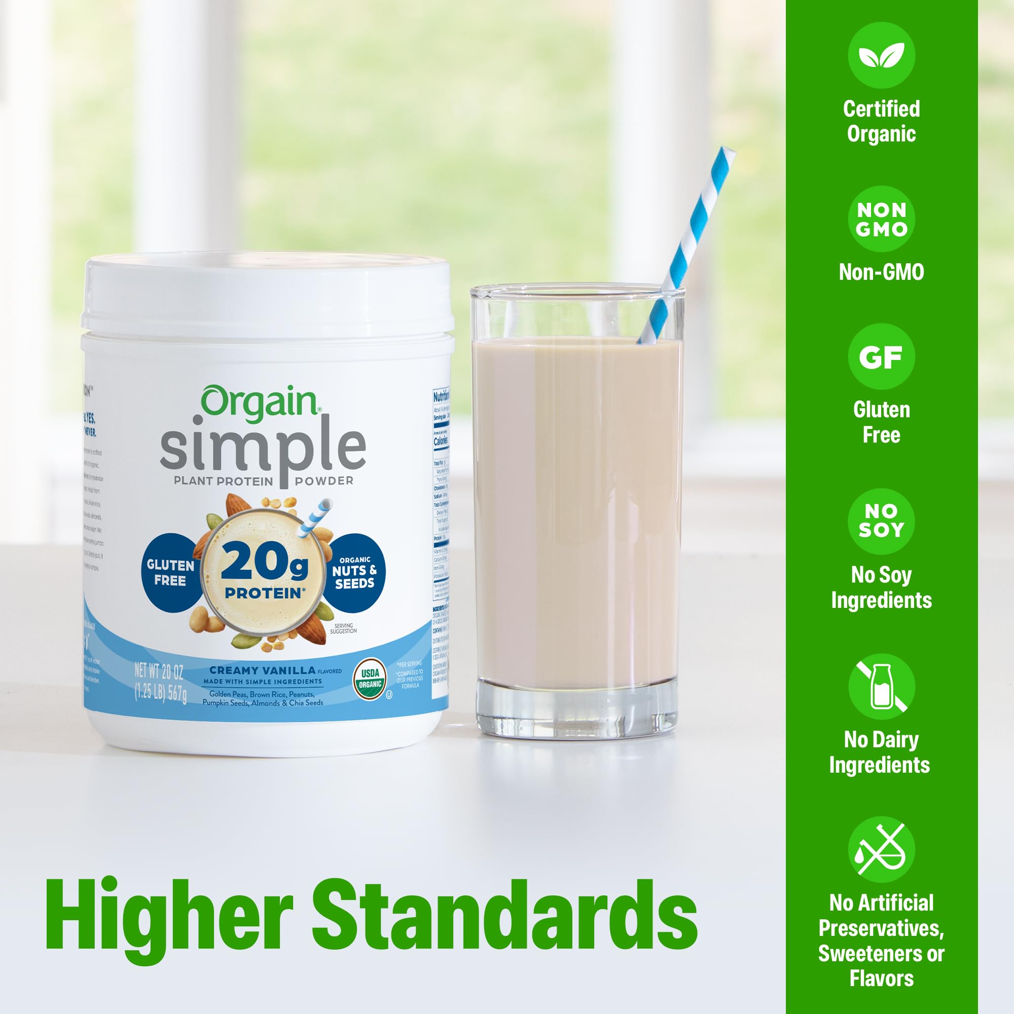 Orgain Simple Protein Powder Vanilla pour blends with any drink