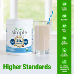 Orgain Simple Protein Powder Vanilla pour blends with any drink