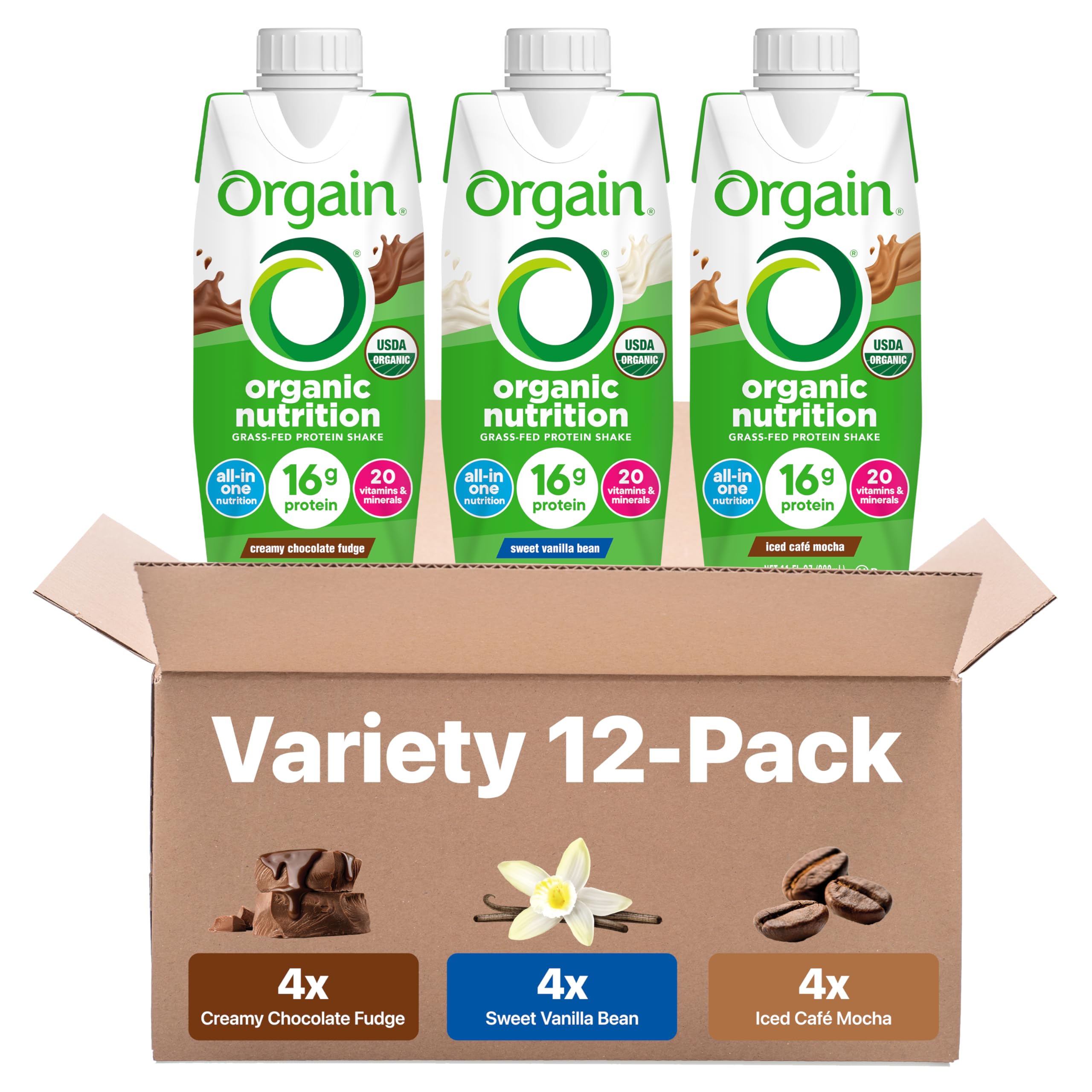 Orgain vanilla balance bottle: ready-to-drink nutrition with 16g grass-fed protein