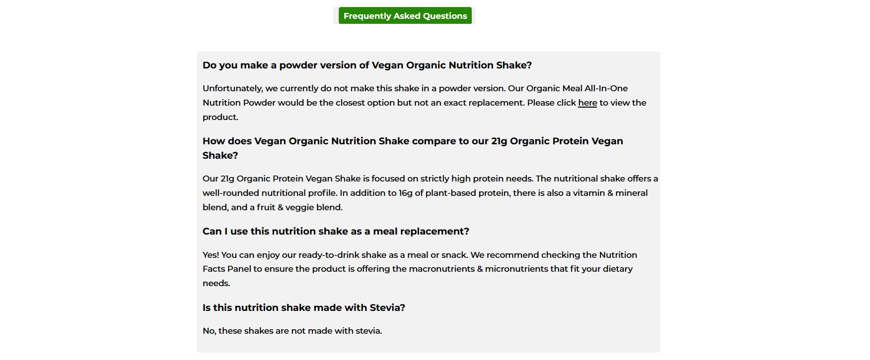 Orgain shake served with breakfast boosts morning energy.
