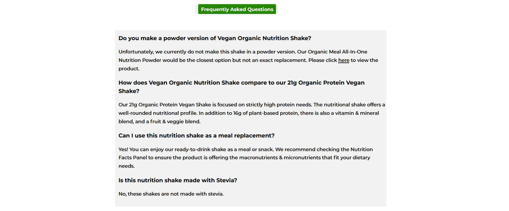 Orgain shake served with breakfast boosts morning energy.