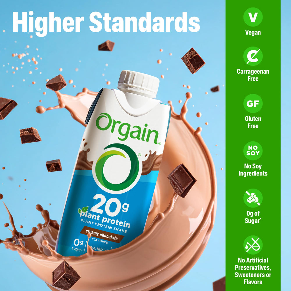 Orgain 12 pack packaging on shelf for convenient on the go nutrition