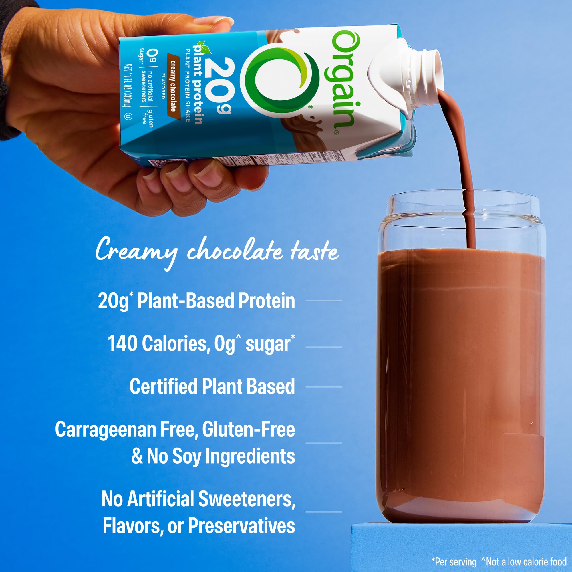 Orgain shake poured into a glass, showcasing ready-to-drink convenience for busy days