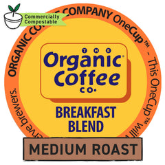 The Organic Coffee Co. OneCUP Breakfast Brew pour, smooth aroma ideal for morning routines.
