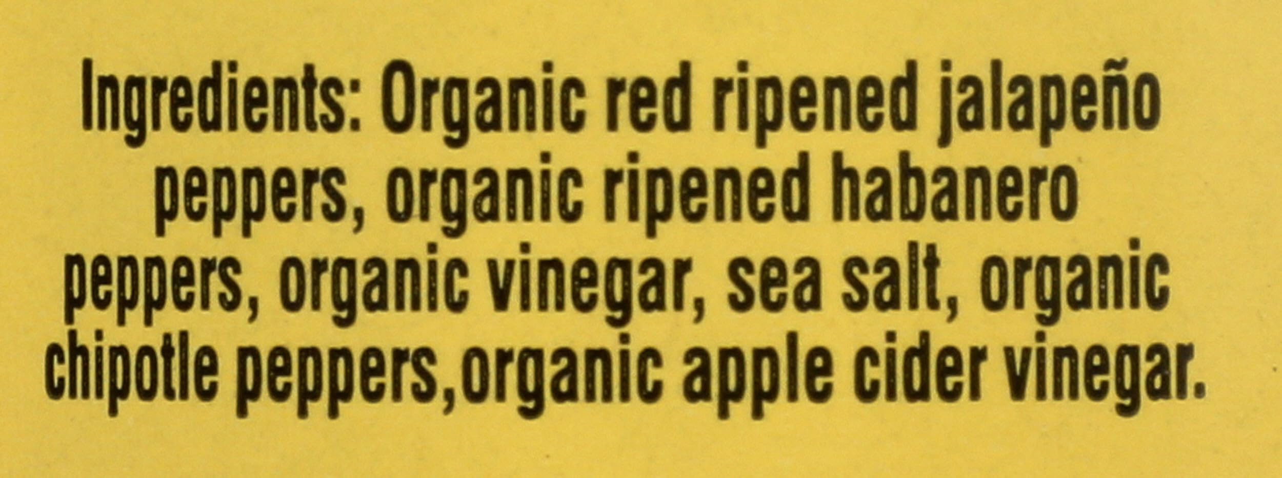 Gluten free badge on Organic Harvest Chipotle Habanero bottle.