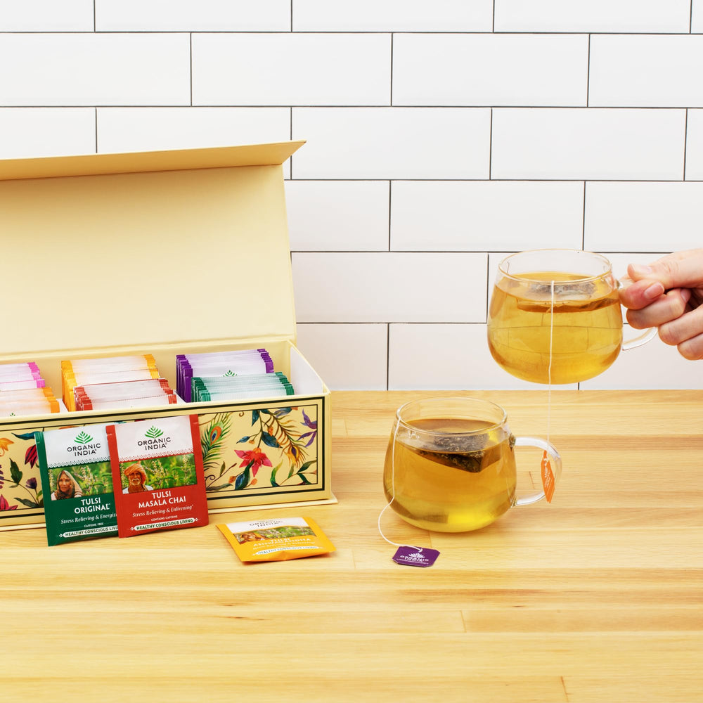 Organic India Masala Chai cup with spice-forward aroma