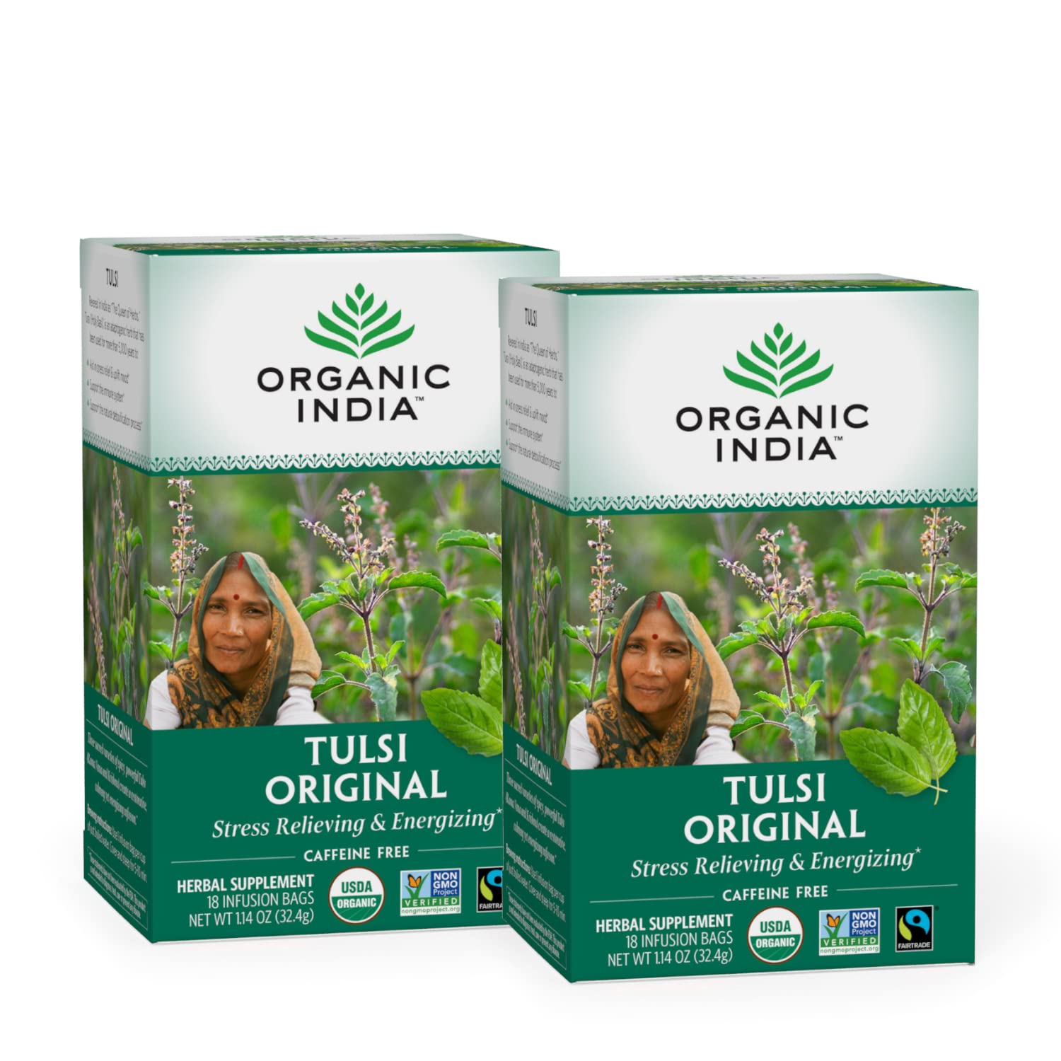 Organic India Original Tulsi Tea bags ready for a calming cup