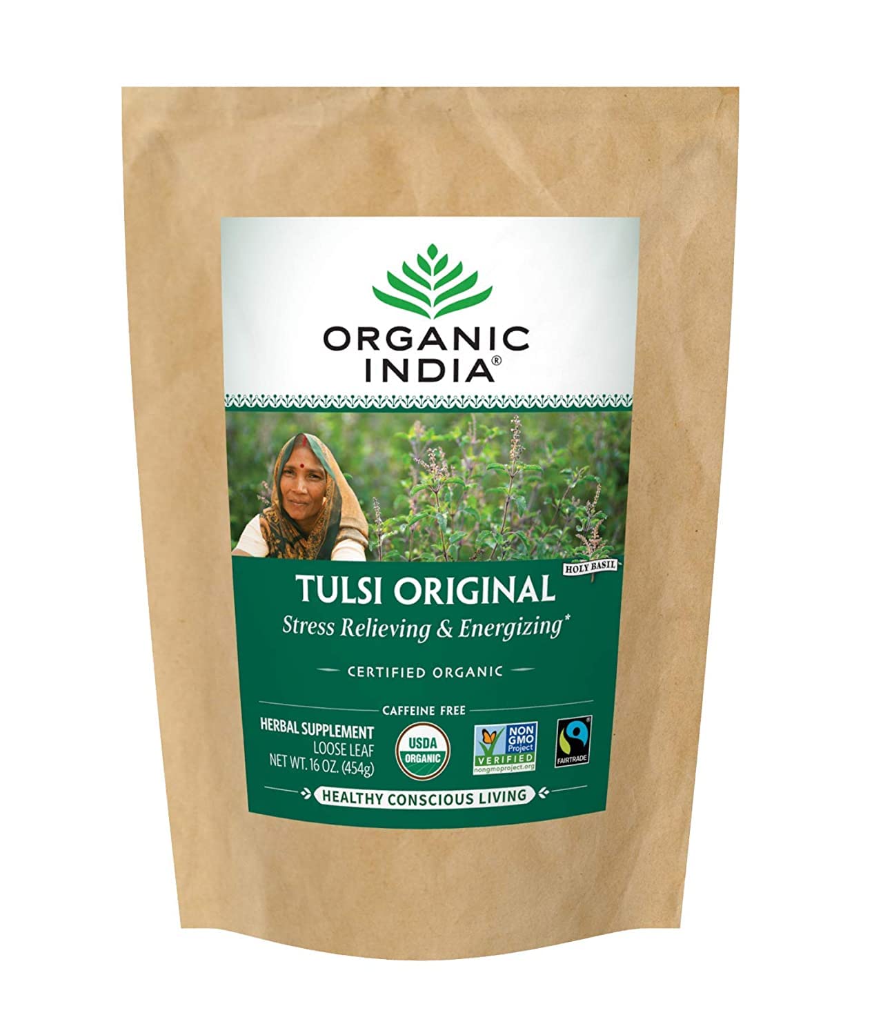 Organic India Tulsi Original loose-leaf tea for daily antioxidant-rich ritual.