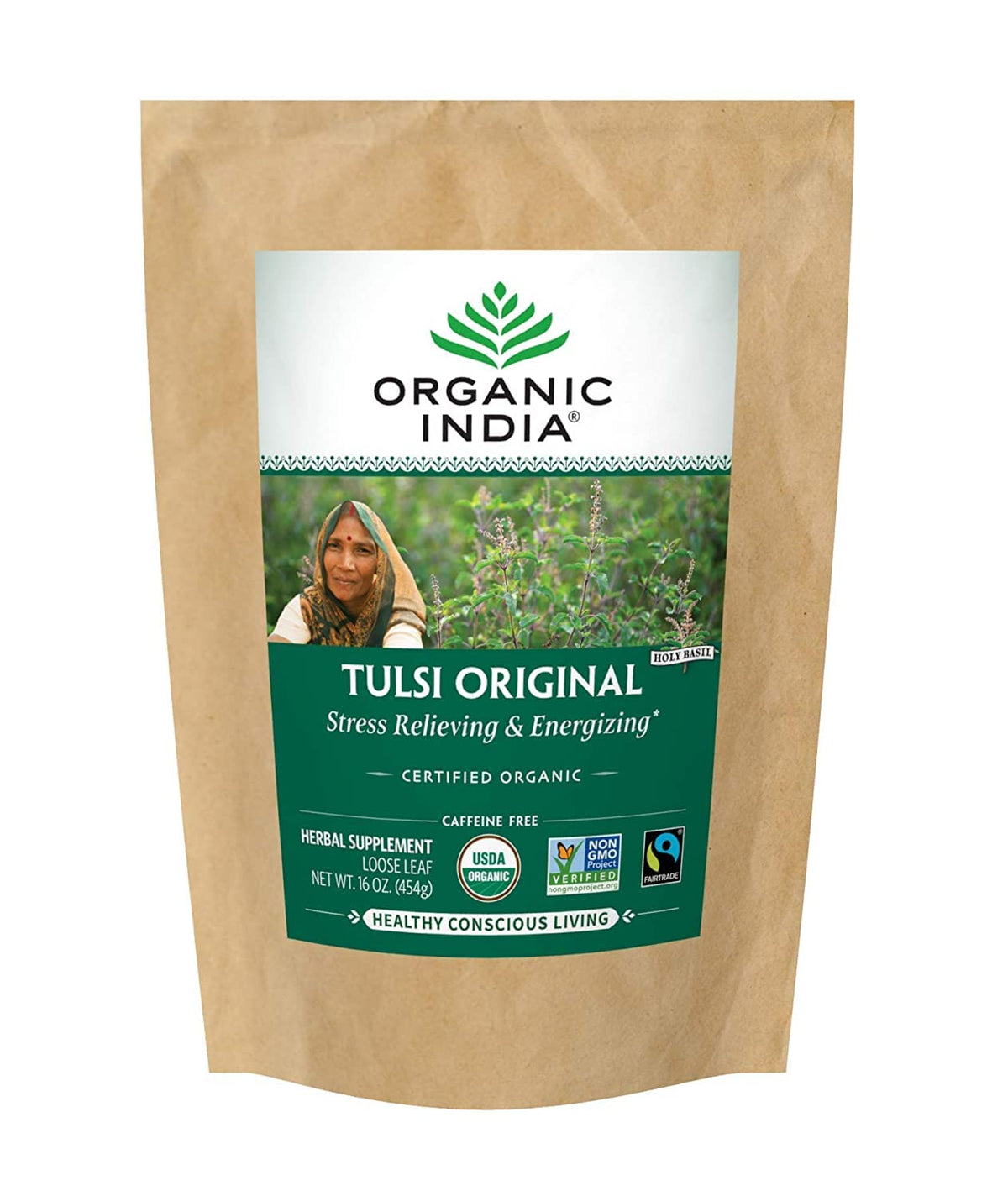 Organic India Tulsi Original loose-leaf tea for daily antioxidant-rich ritual.