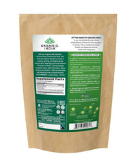 Organic India Tulsi Original tea brews calming cup with soothing aroma.