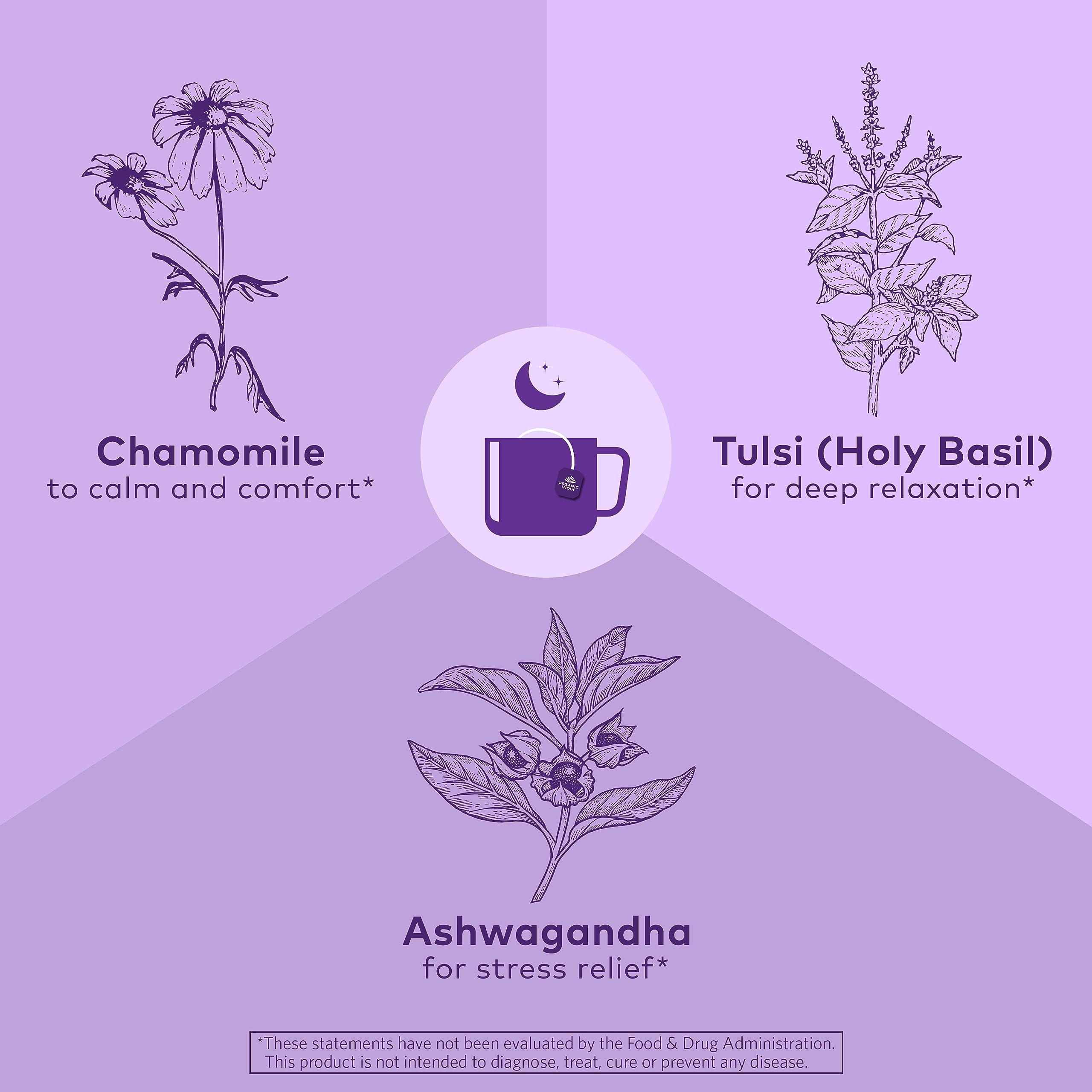 Tulsi leaves in Organic India blend support a tranquil night routine