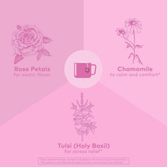 Organic India Tulsi Sweet Rose rose petals highlight regeneratively grown ingredients