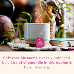 Organic India Tulsi Sweet Rose Tea packaging highlights regenerative farming and ethical sourcing