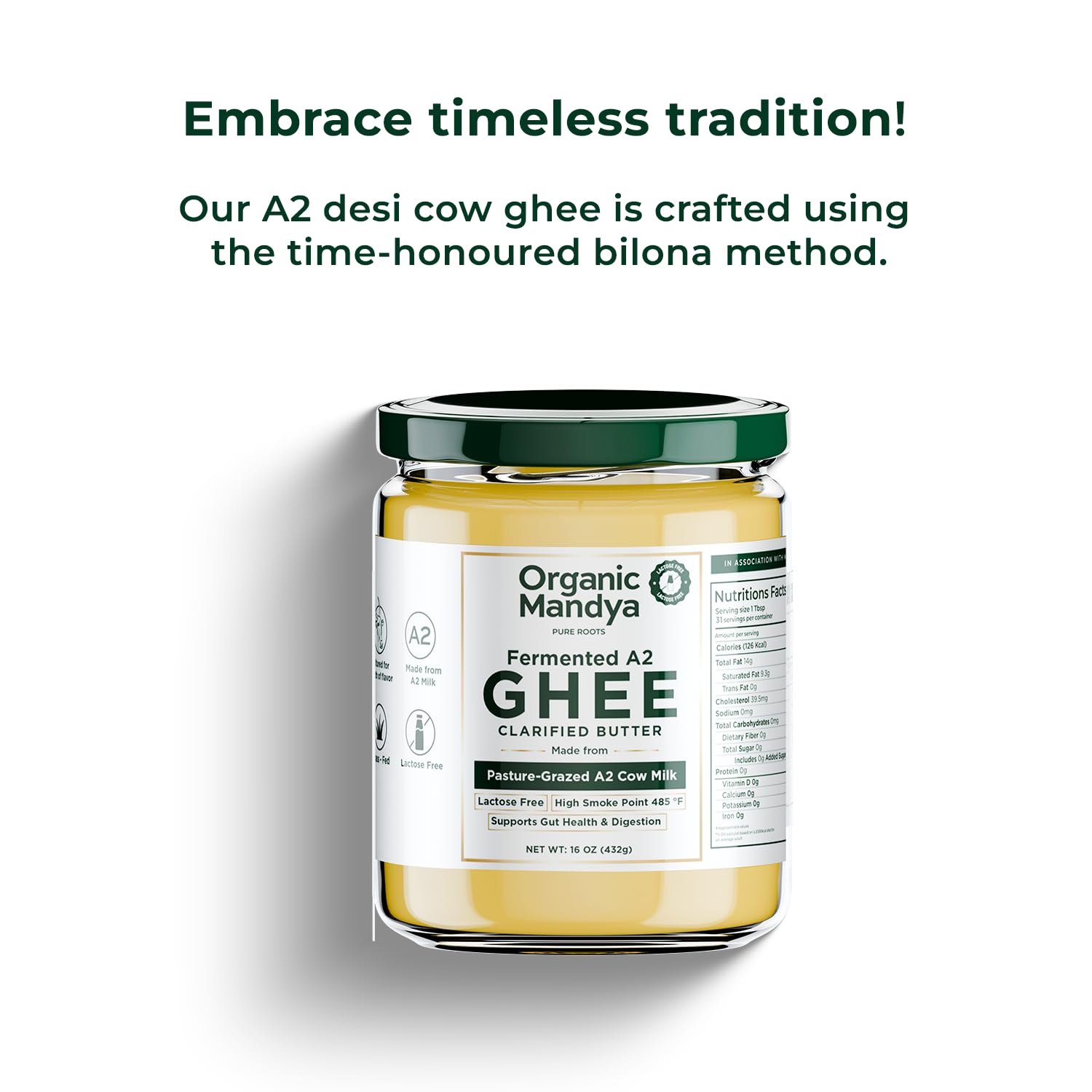 Organic Mandya Lactose-free ghee—digest-friendly option for everyday cooking.