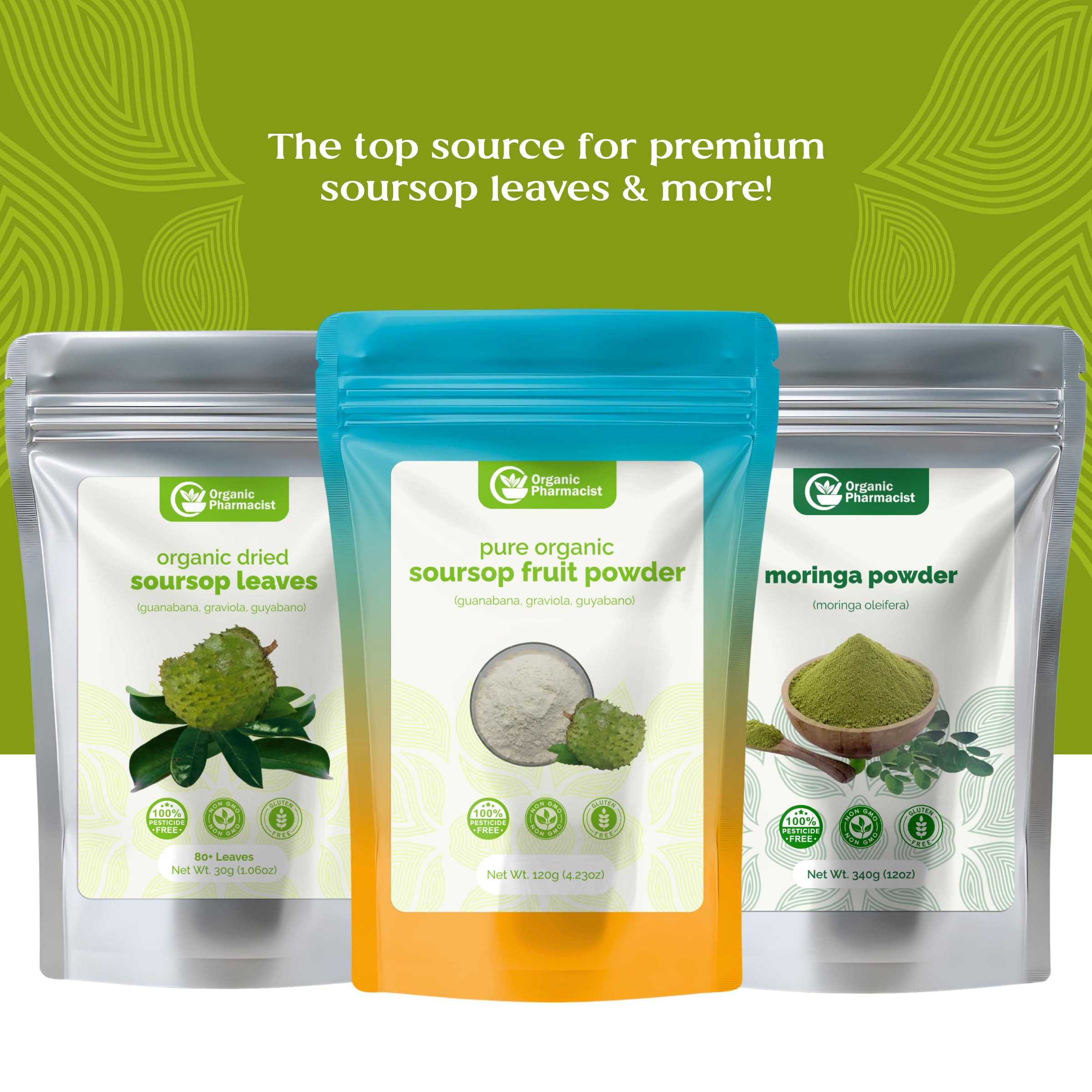 Organic Pharmacist shredded-soursop-leaves close-up shows finely shredded texture for flavorful cups