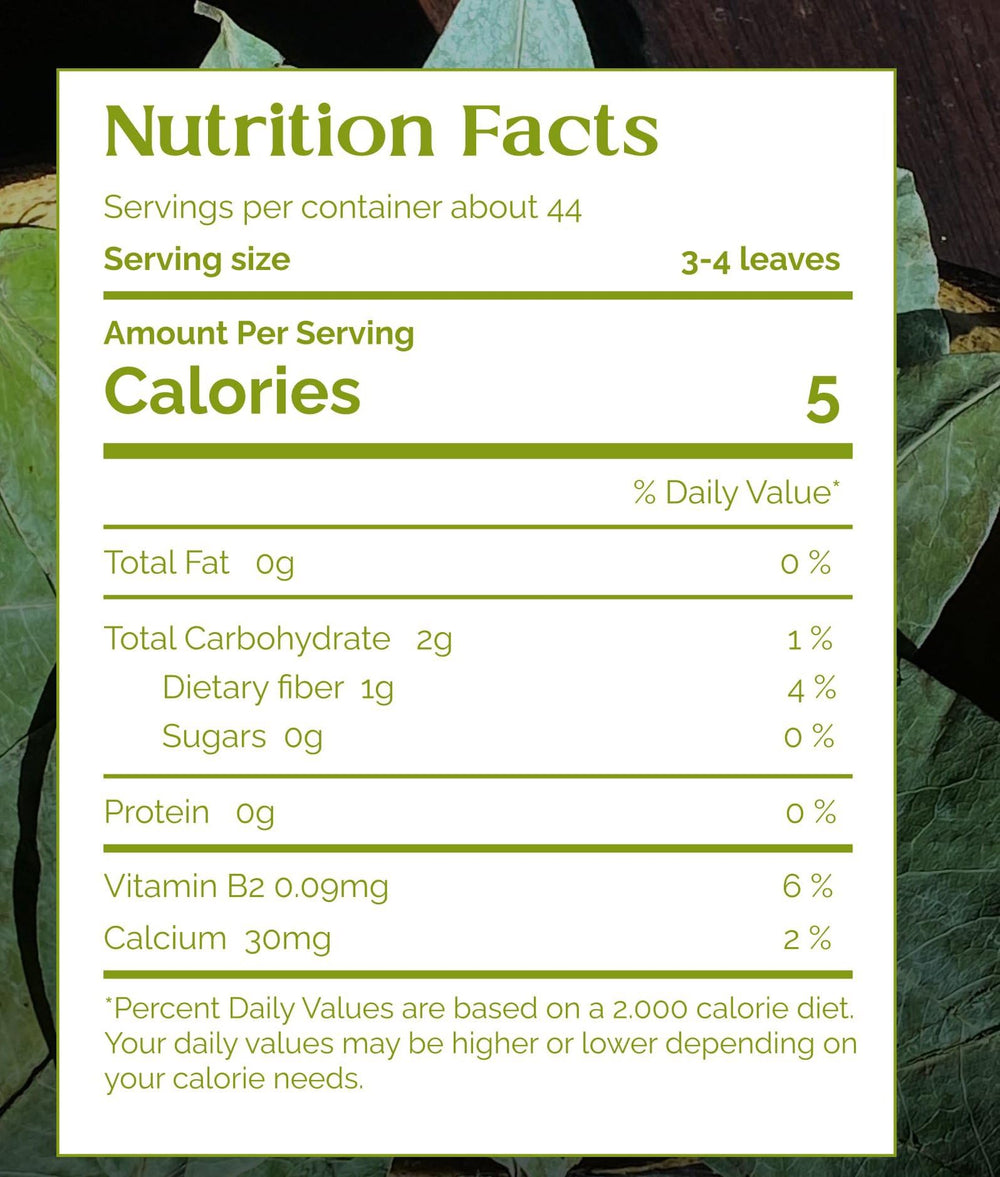 Organic Pharmacist soursop leaves close-up highlighting natural texture for brewing.